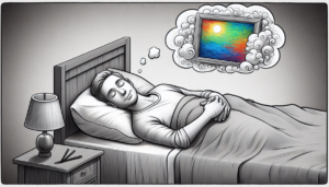 Man sover och drömmer om en färgstark tavla. Distriktet är vilande.